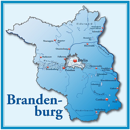 Karte Von Brandenburg Als Bersichtskarte In Blau Lizenzfreies Bild