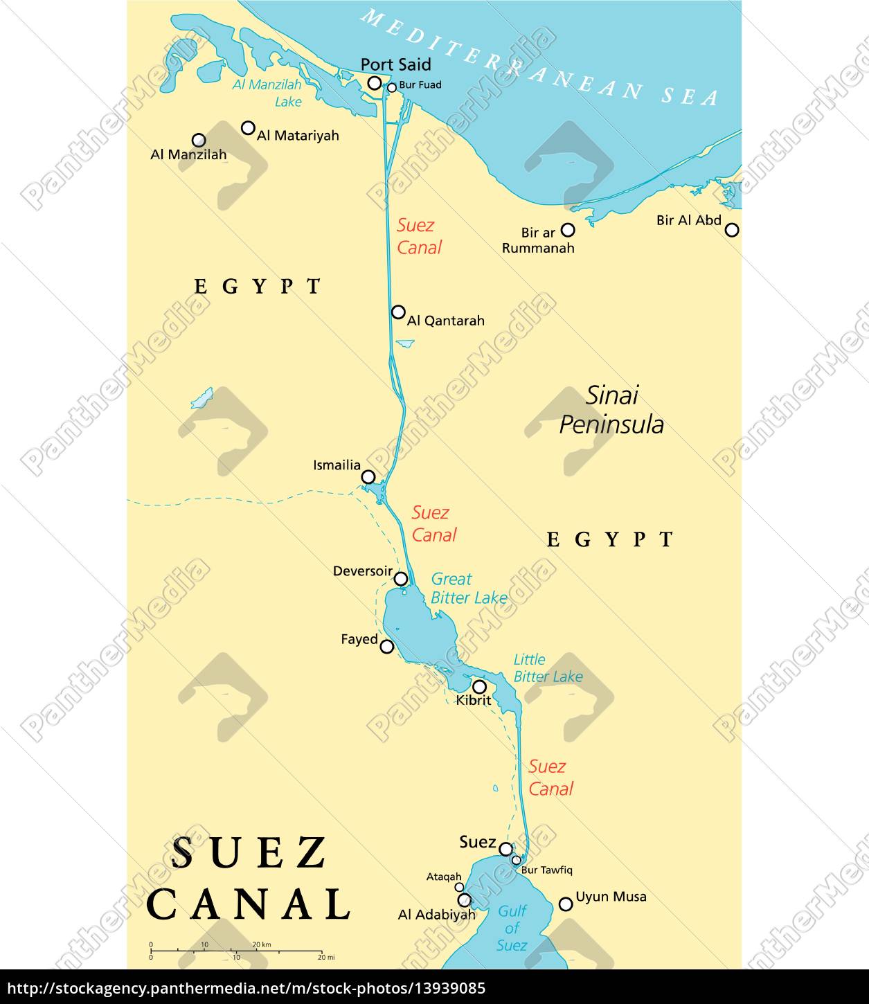 Suezkanal Political Map Lizenzfreies Bild Bildagentur