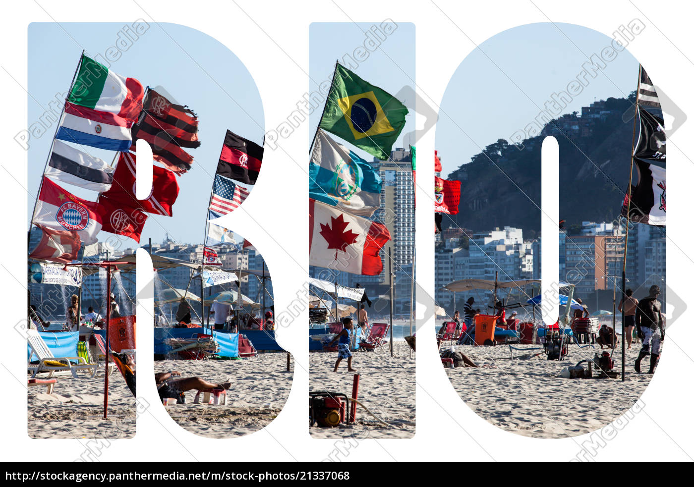 Wort Rio Copacabana Beach In Rio De Janeiro Brasilien Lizenzfreies