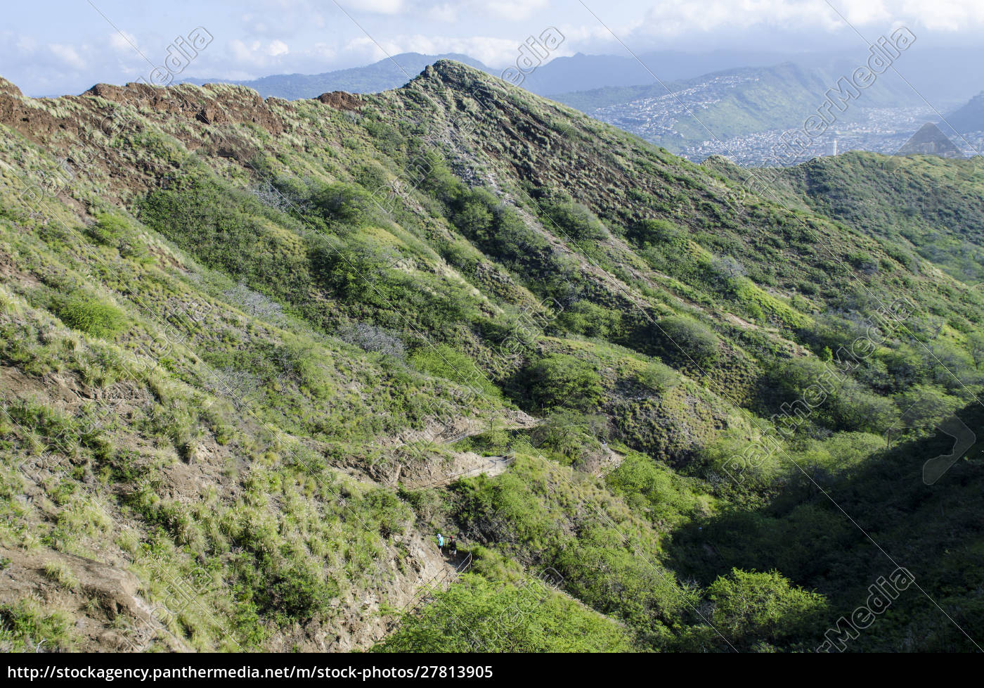 Wandern Im Diamond Head State Monument Leahi Krater Lizenzfreies Bild