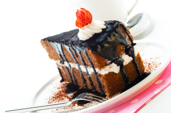 Ein Stück Schokoladenkuchen mit Vanillecreme - Stock Photo #4830310 ...