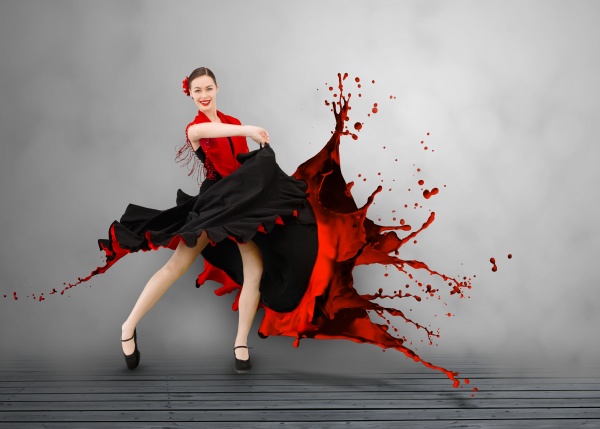 flamenco taenzerin mit kleid wende verspritzen