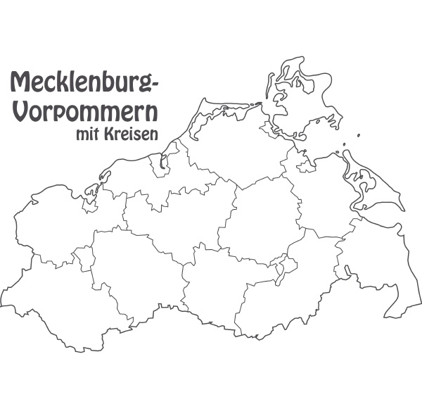 Karte von Mecklenburg-Vorpommern mit Grenzen in Grau - Lizenzfreies ...