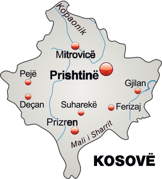 karte von kosovo als UEbersichtskarte in