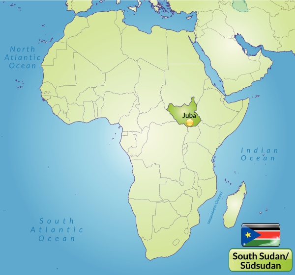 umgebungskarte von suedsudan mit hauptstaedten in