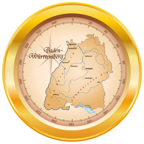 Karte von Baden-Wuerttemberg als Übersichtskarte in - Lizenzfreies Foto
