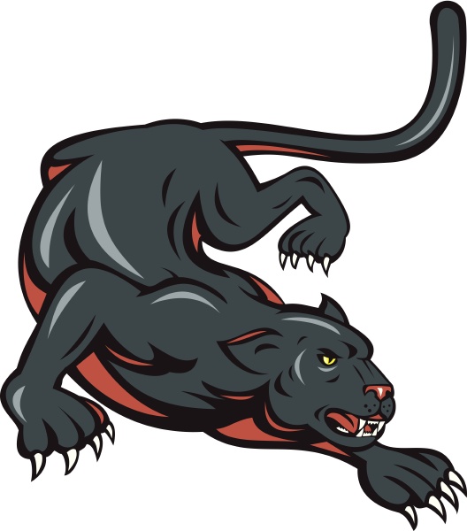 black panther houching cartoon