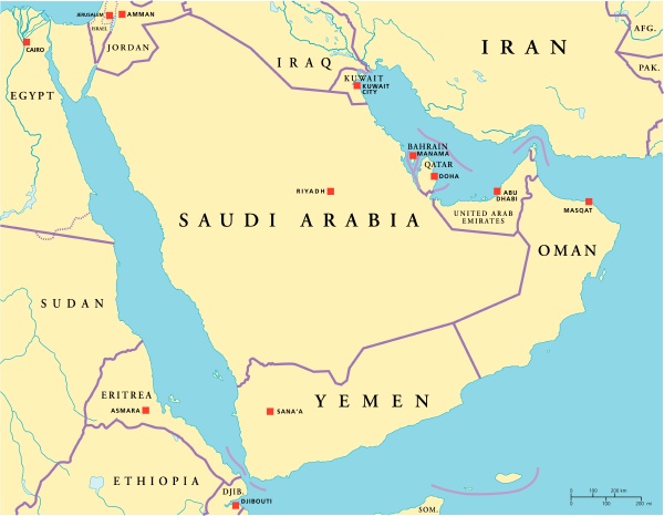 arabische halbinsel political map