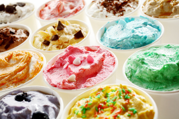 tasty summer ice cream in different