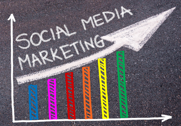 social media marketing ueber farbenfrohe grafik