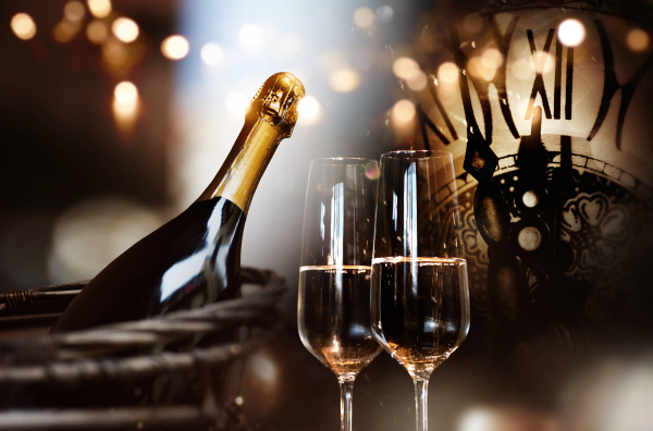 congratulations for new year with champagne