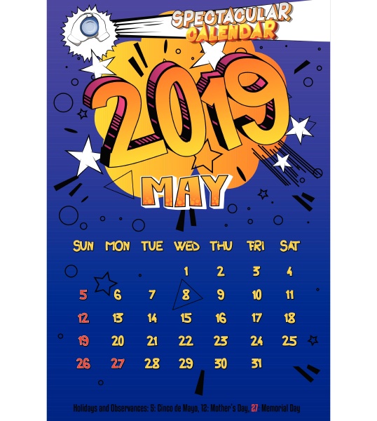 kalendervorlage fuer 2019 mai