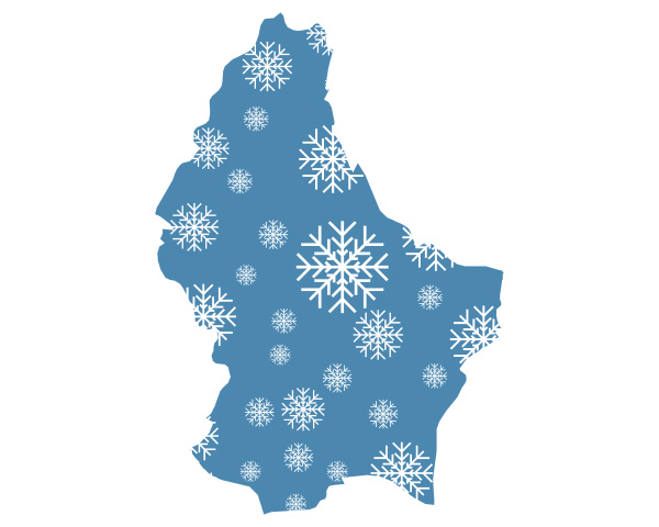 karte von luxemburg mit schneeflocken