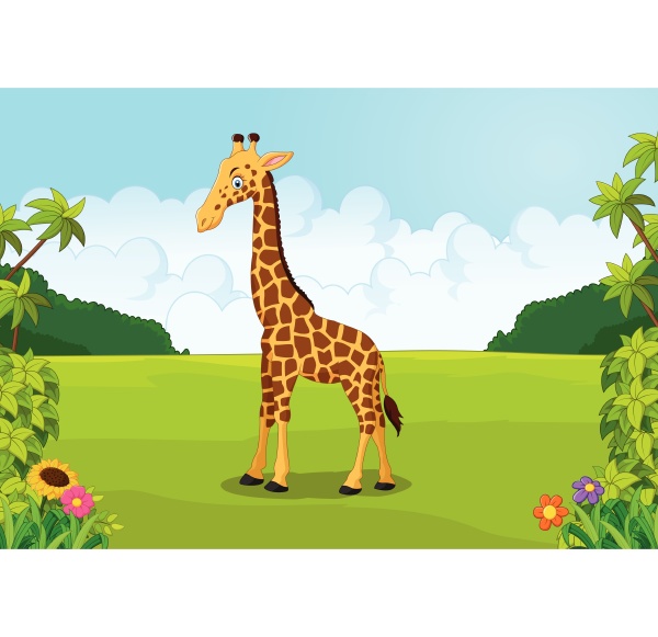 cartoon glueckliche giraffe im dschungel
