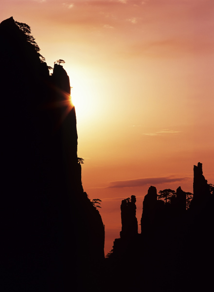 asien china anhui morgensonne auf