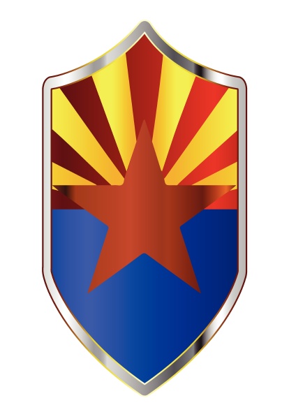 arizona state flag auf einem kreuzritter