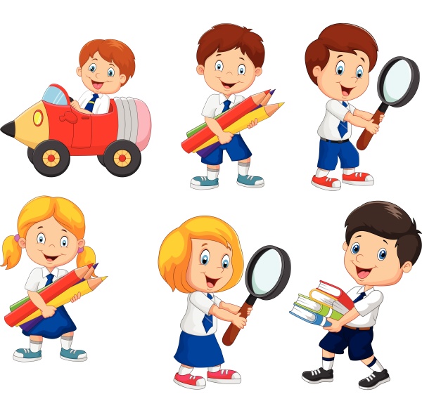 Cartoon Schule Kinder Cartoon Sammlung Set - Stock Photo #27980858 ...