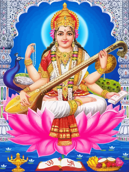 gott saraswati spirituelles spiel veena heilige