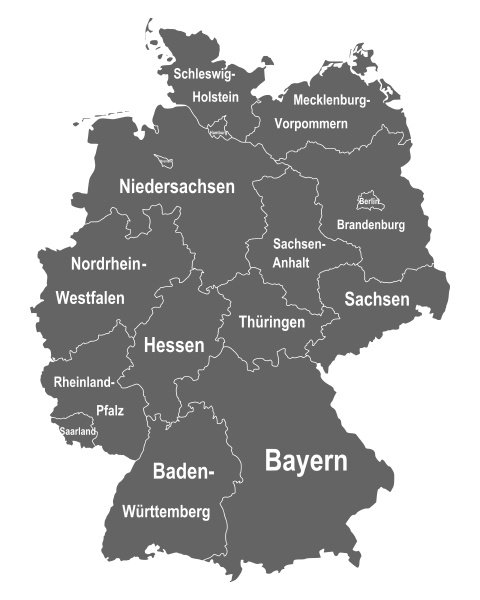 landkarte von deutschland mit allen bundeslaendern