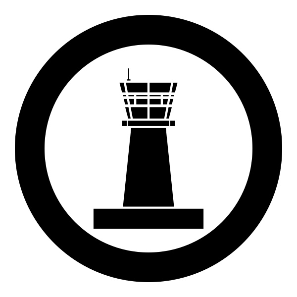 flughafen kontrollturm kontrollturm flugverkehrssymbol im kreis