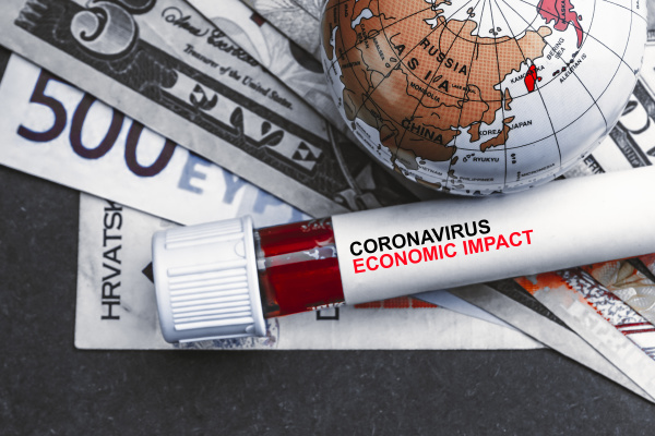 coronavirus economic impact text mit waehrungsgeld