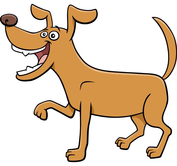cartoon illustration von funny playful dog