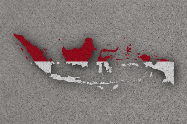 karte und flagge von indonesien auf