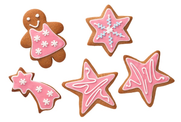 weihnachten lebkuchen cookies mit rosa vereisung