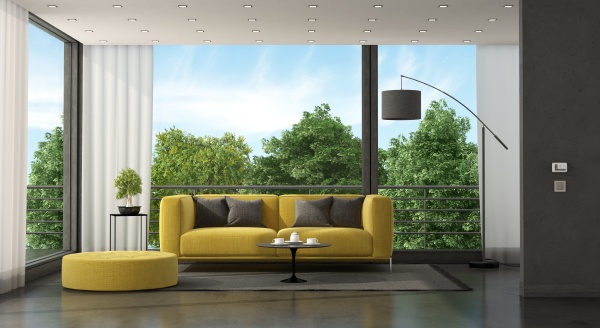 graues und gelbes modernes wohnzimmer
