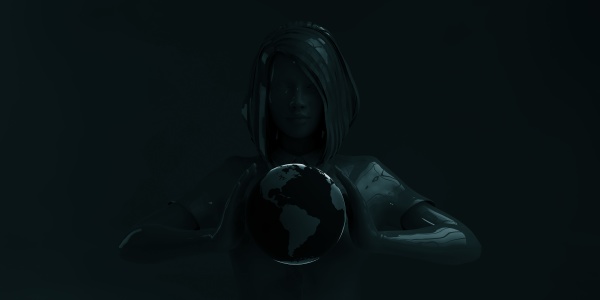 businesswoman holding globe