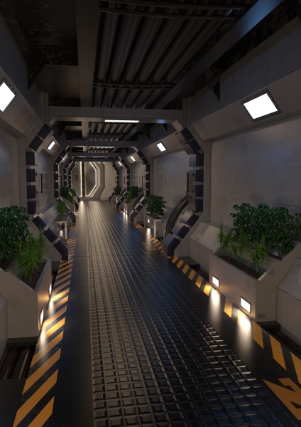 3d rendering science fiction korridor