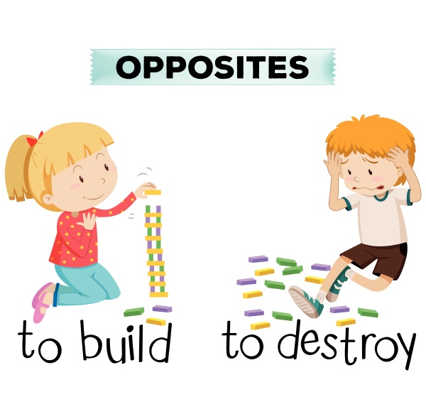 opposite-words-for-build-and-destroy-stockfoto-30231603