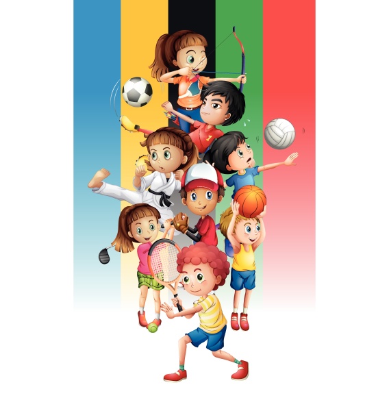poster von kindern die verschiedene sportarten