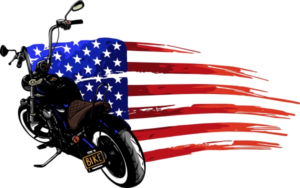 chopper motorrad mit amerikanischer flagge vektor