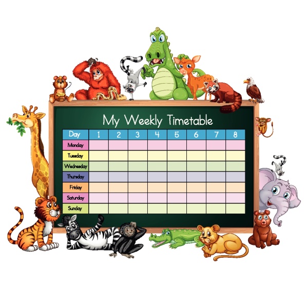 timetable, template, with, many, animals - 30480775