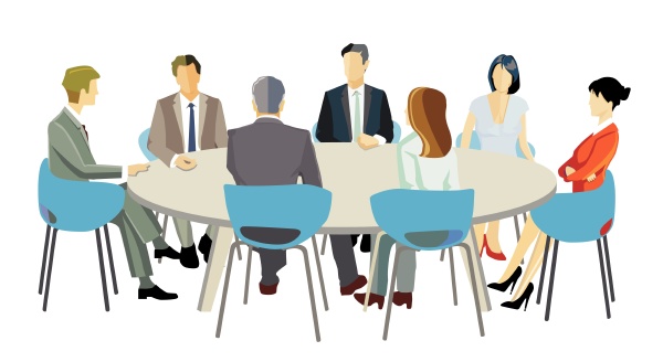 unternehmensberatung team round table meeting illustration