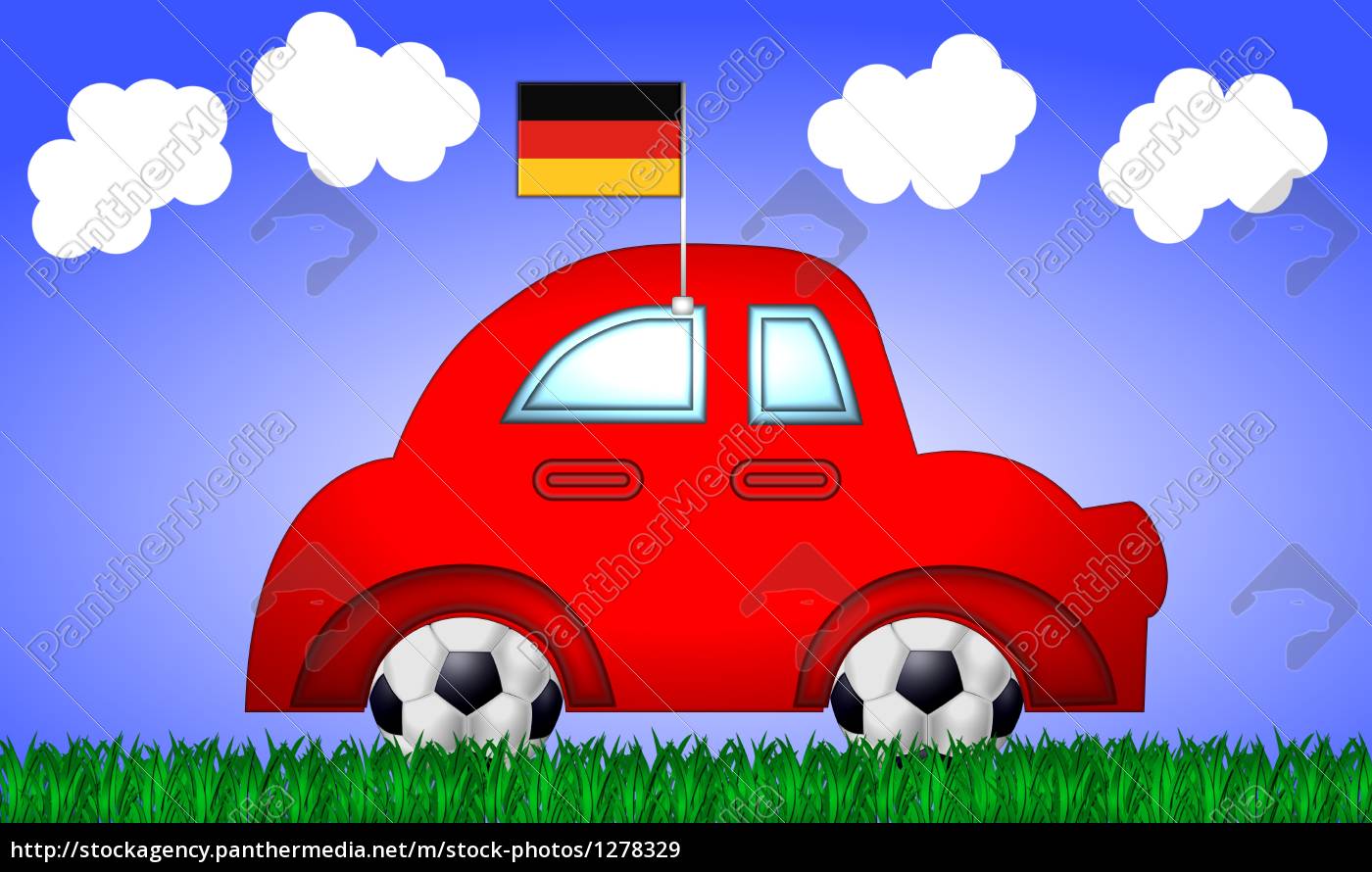 auto mit fan fahne deutschland - Lizenzfreies Bild #1278329