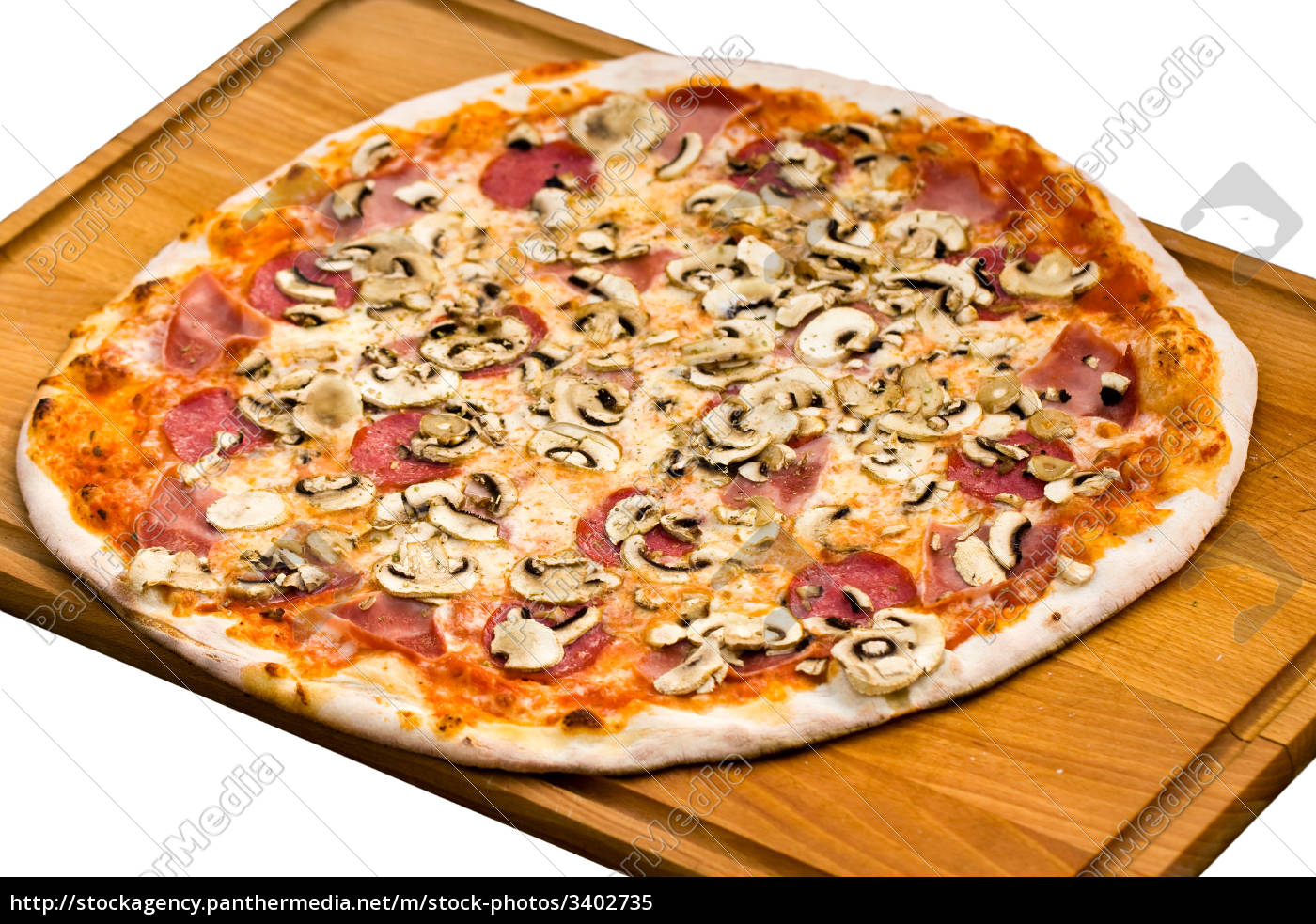 Pizza Mit Champignons Schinken Oliven Stockfoto Bildagentur Panthermedia