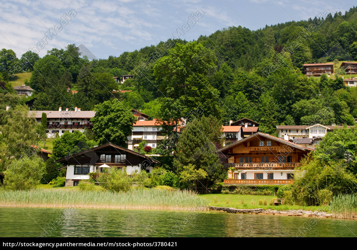 Seegrundstuck Haus See Bergsee Ufer Lizenzfreies Bild 3780421