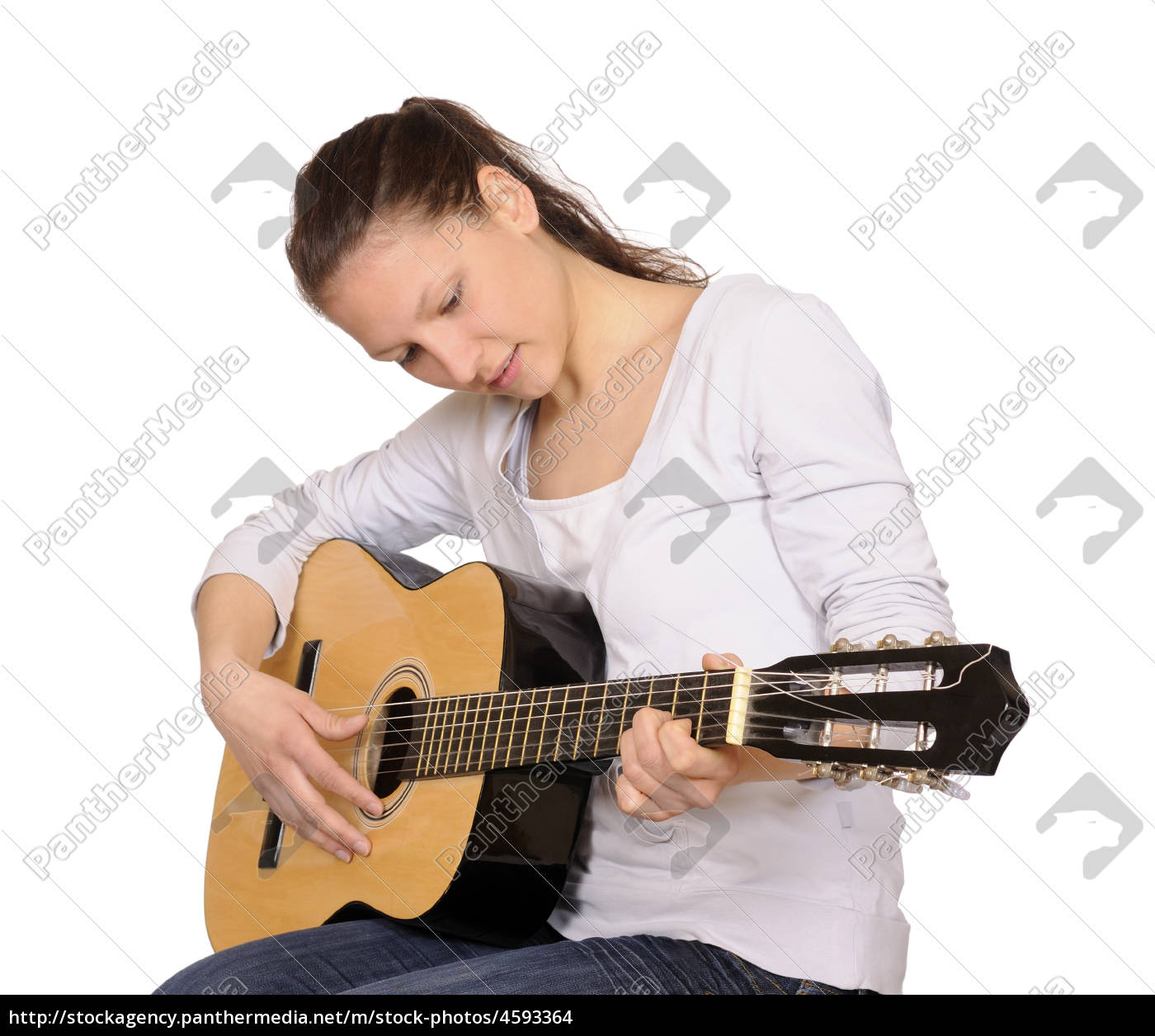 Junge Frau Spielt Gitarre Lizenzfreies Foto 4593364 Bildagentur Panthermedia