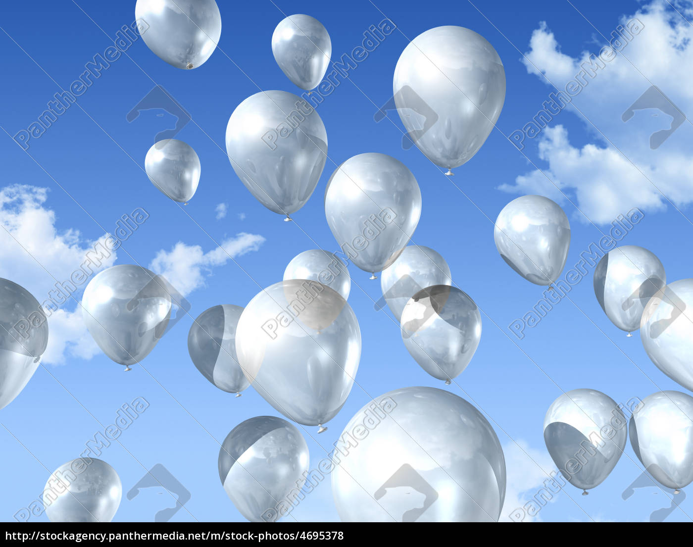 Weisse Luftballons Auf Einem Blauen Himmel Stockfoto 4695378 Bildagentur Panthermedia