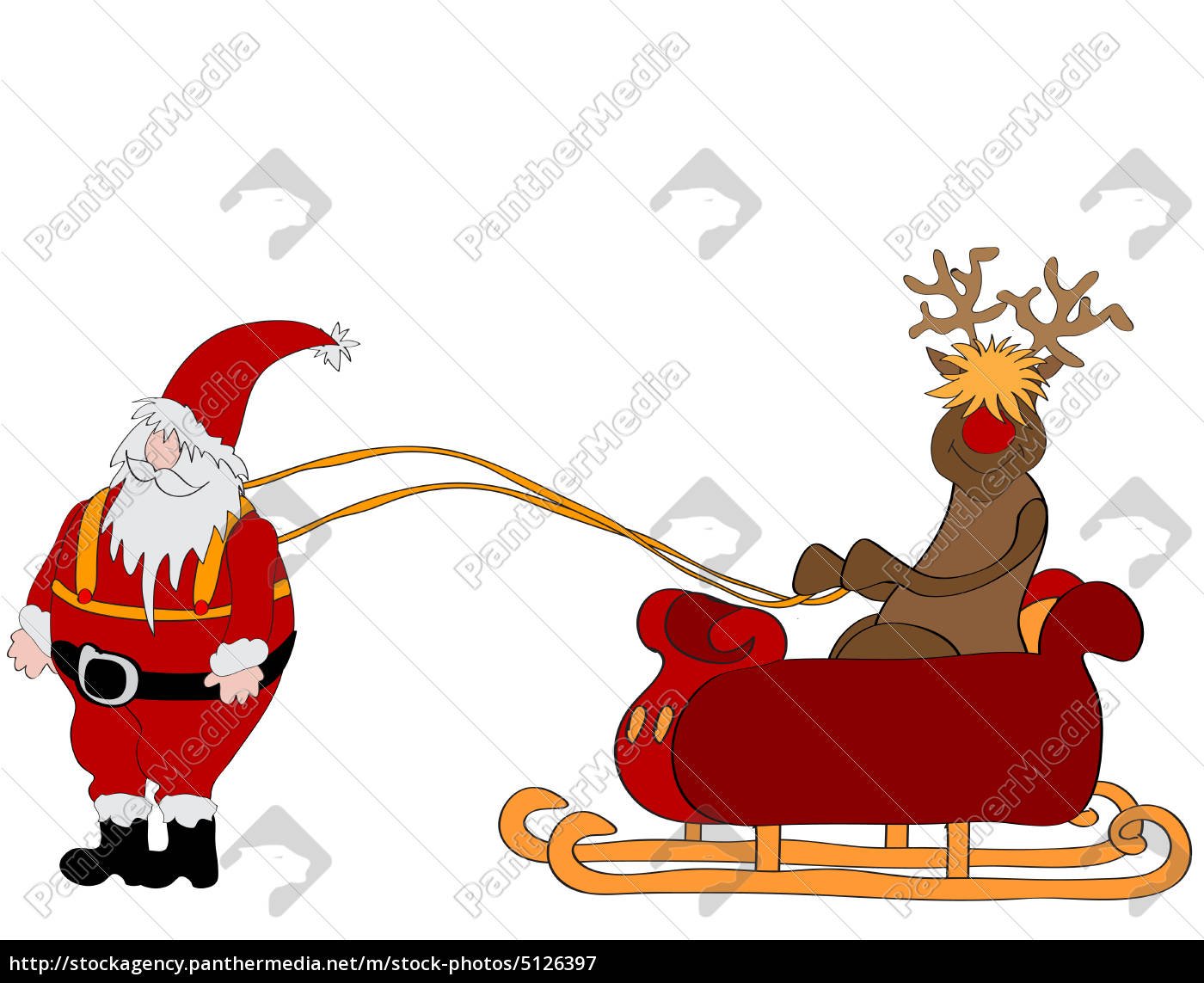 Weihnachtsmann mit Schlitten Stockfoto 5126397 Bildagentur