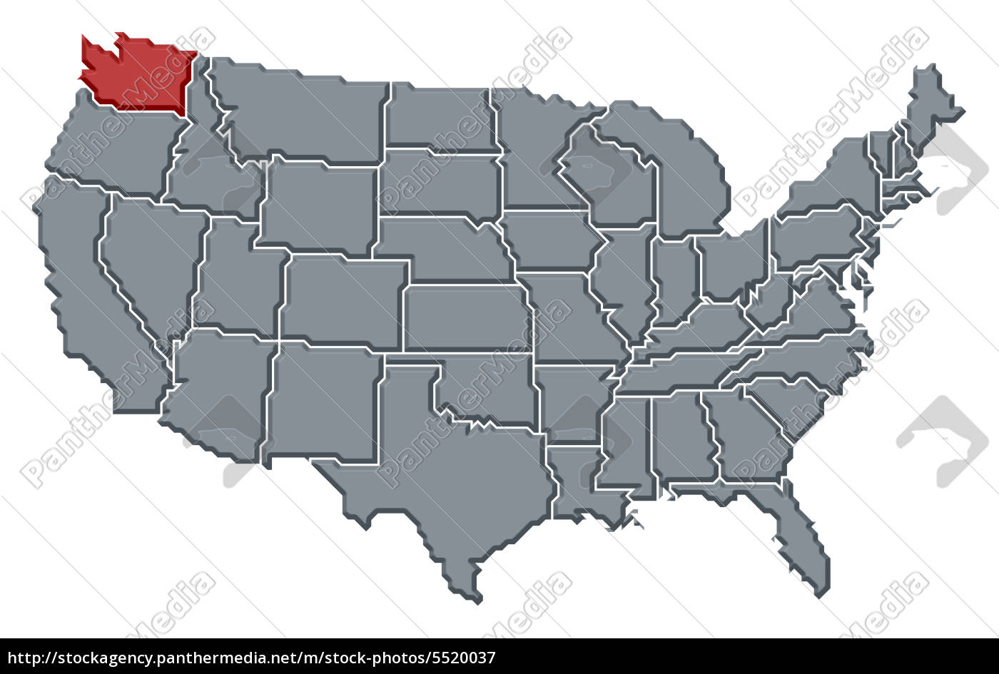 karte der vereinigten staaten washington hervorgehoben - Lizenzfreies Bild #5520037 