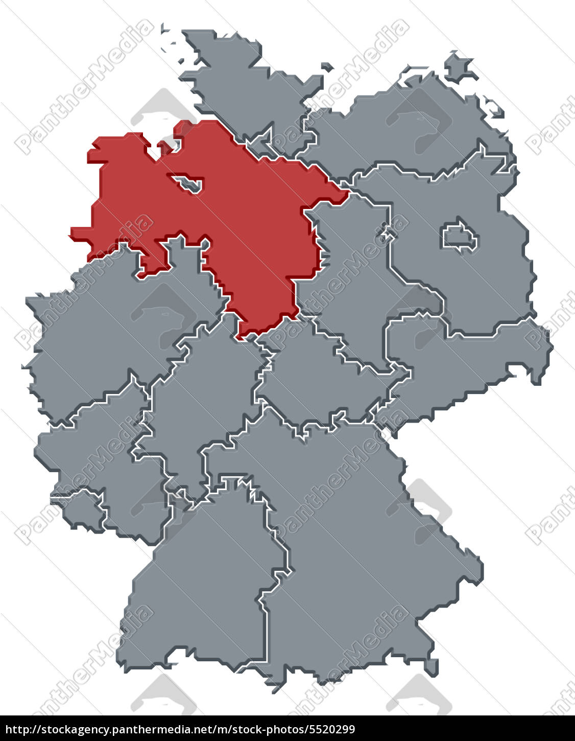 niedersachsen landkarte deutschland karte von deutschland hervorgehoben niedersachsen   Lizenzfreies 