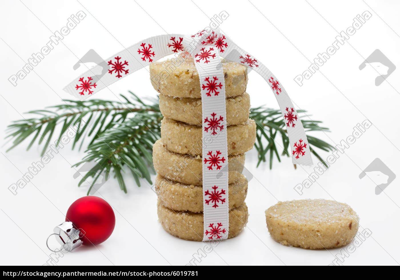 Weihnachtsplätzchen Heidesand mit Tannenzweig Lizenzfreies Bild