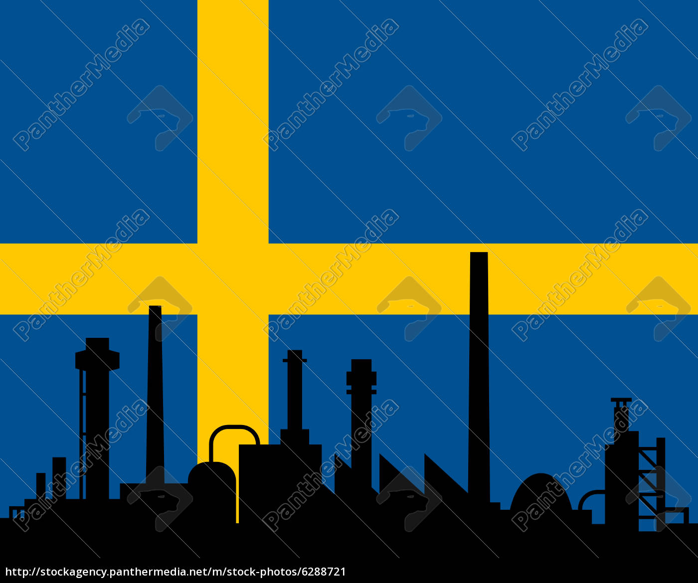 Industrie Und Fahne Von Schweden Lizenzfreies Bild Bildagentur Panthermedia