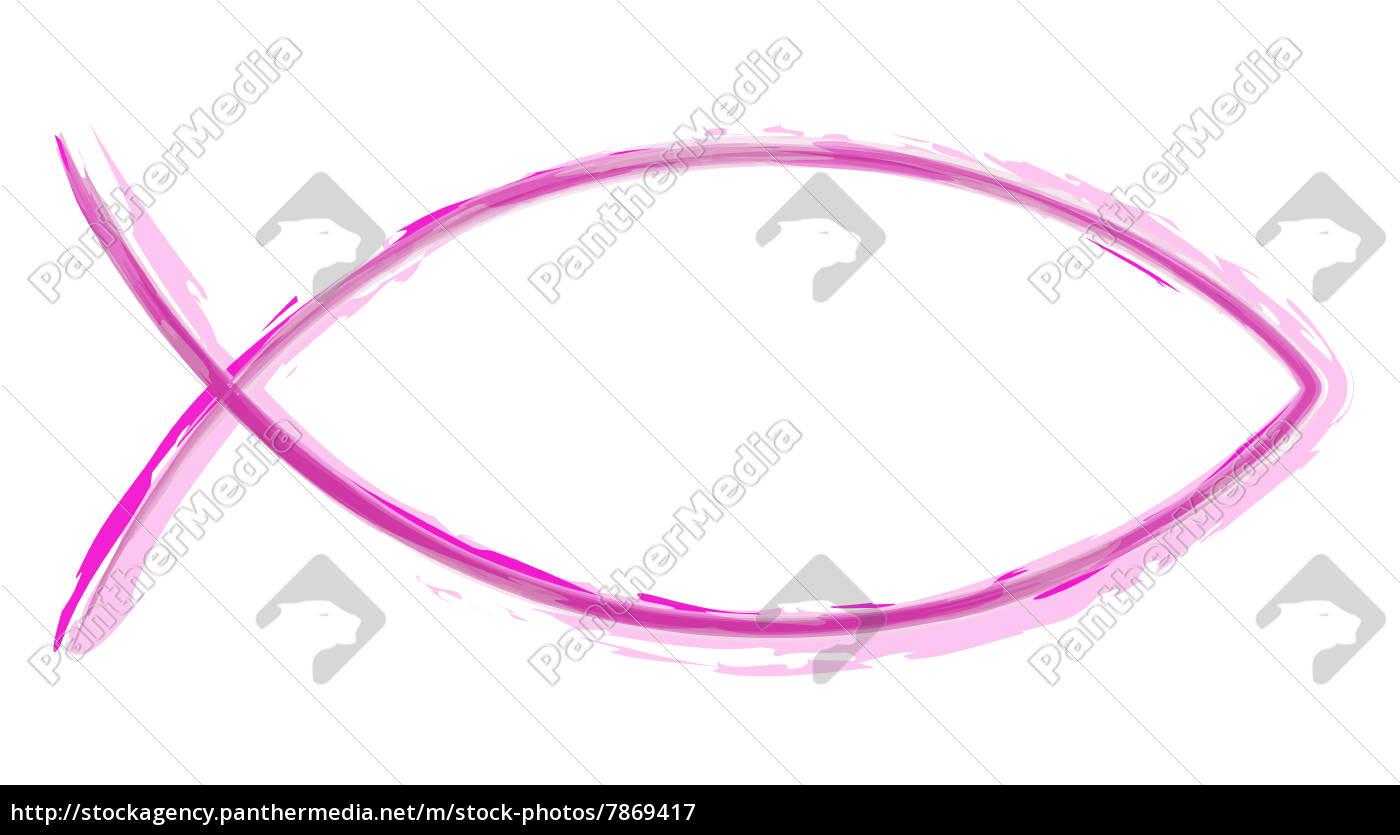 Ichthys Fisch Symbol Pink Aquareli Stockfoto Bildagentur Panthermedia