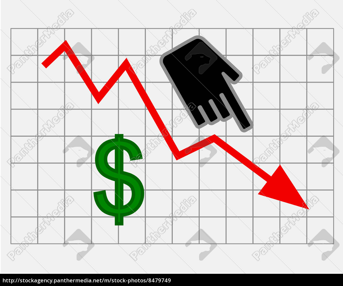 Fallender Aktienkurs Dollar Stockfoto Bildagentur Panthermedia