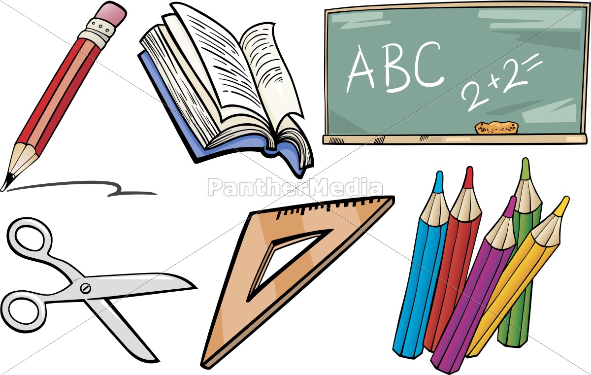 Schule Objekte Cartoon Abbildung Set Stock Photo Bildagentur Panthermedia