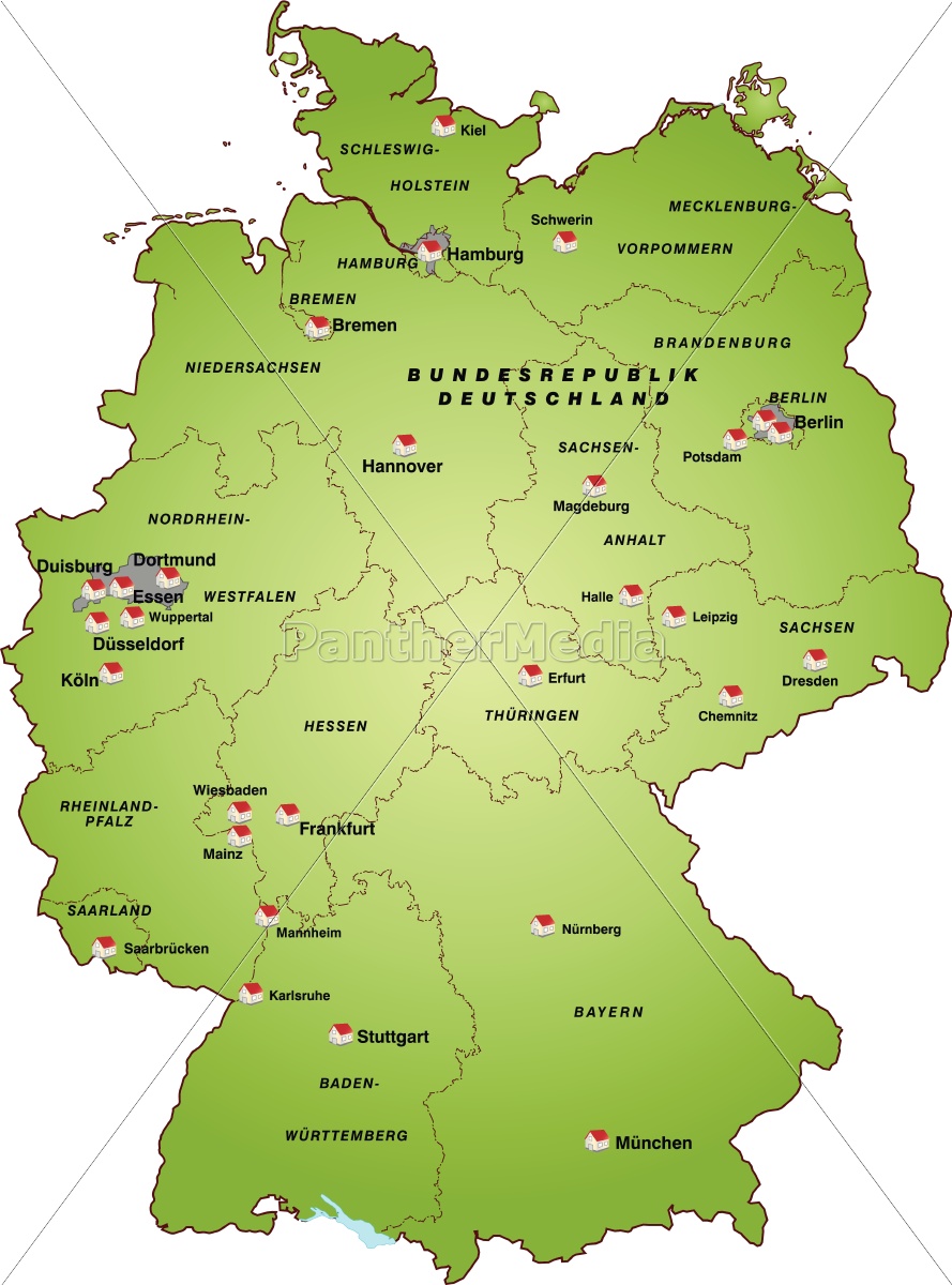 Karte von Deutschland als Infografik in Grün - Stockfoto - #10634181